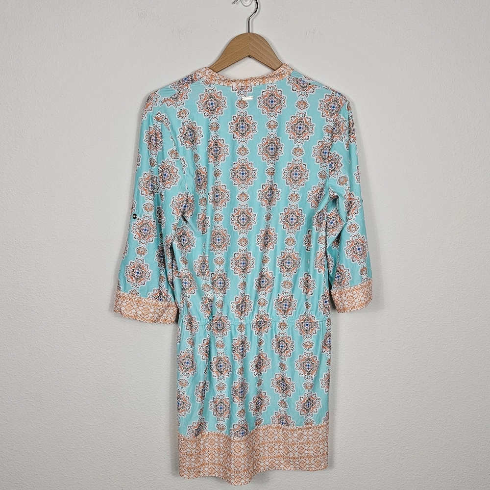 Cabana Life Tunic Swim Cover Up Dress Women's Size L Style:464-C-CV8 Blue Orange - Picture 2 of 11